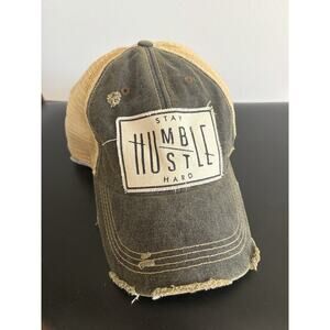 Stay Humble Hustle Hard Distressed Gray Women's Baseball Hat